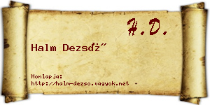 Halm Dezső névjegykártya